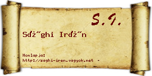 Sághi Irén névjegykártya