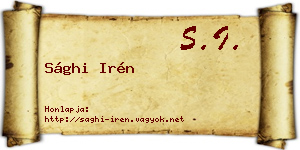 Sághi Irén névjegykártya
